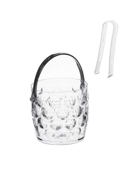 دلو ثلج زجاج مع ملقط